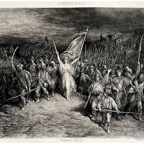 The Marseillaise Gustave Dore Photogravure Victorian 1894 France Anthem DWP2A - Picture 1 of 3